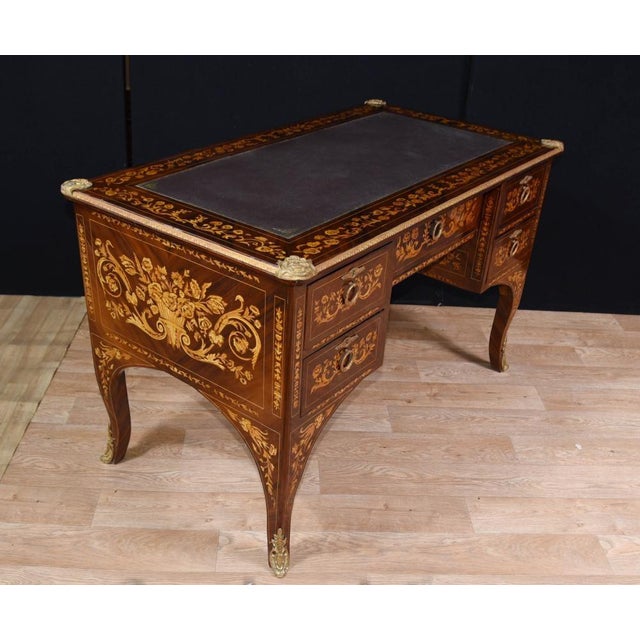 Louis XV French Desk Knee Hole Writing Table For Sale - Image 6 of 12