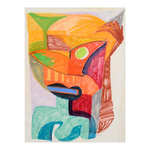 Orange Masque - Abstracted Portrait in Conte Crayon on Paper by Michael William Eggleston