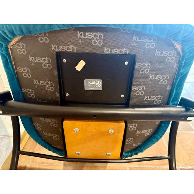 1980s Vintage Postmodern Stacking Chair From Germany’s Kusch+Co, 1980s With Newly Upholstered Teal Faux Mohair Seat For Sale - Image 5 of 12
