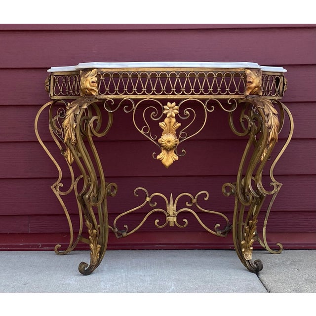 French Early 20th Century Antique French Wrought Iron Hall Table For Sale - Image 3 of 6