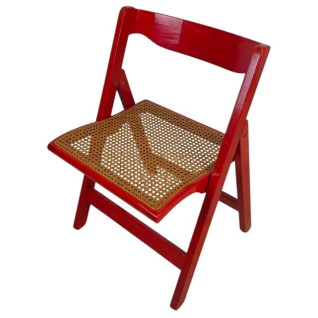 1960s Red Lacquered Trieste Folding Chairs attributed to Aldo Jacober, 1960s, Set of 2 For Sale - Image 5 of 10