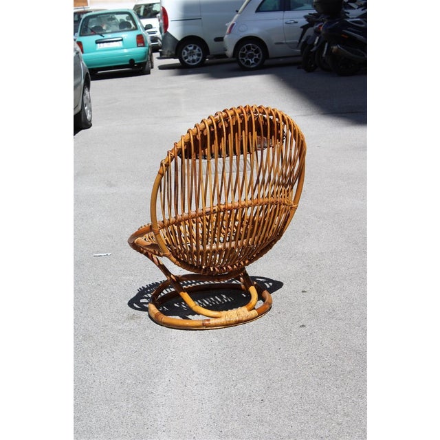 Wood Italian Bamboo Armchair by Tito Agnoli, 1950s For Sale - Image 7 of 11