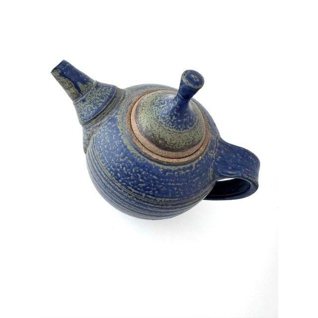 Vintage Blue Stoneware Pottery Teapot, Signed For Sale In Portland, ME - Image 6 of 11