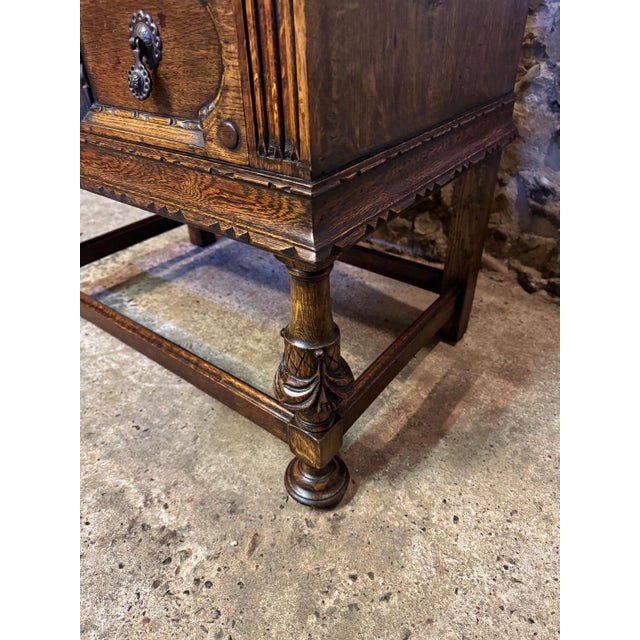 Vintage Jacobean Carved Oak Secretaire, 1920 For Sale - Image 14 of 18
