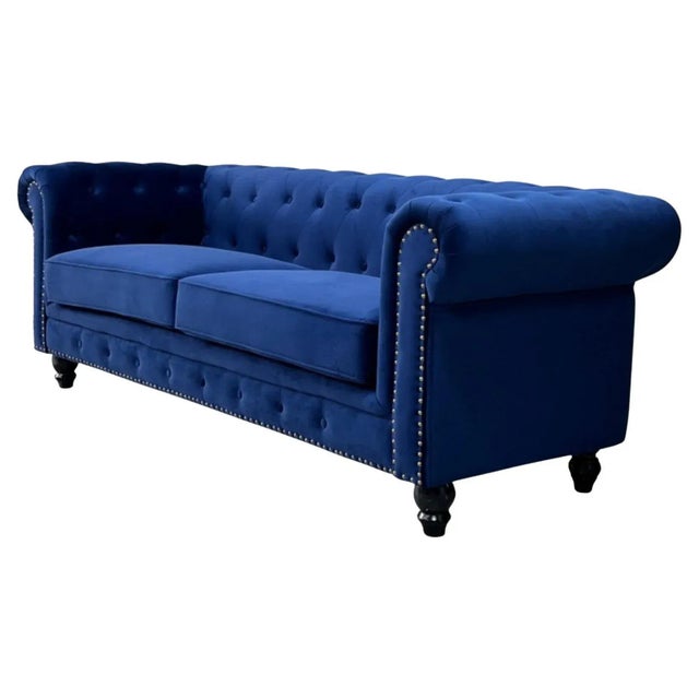 Not Yet Made - Made To Order Chester Premium Three-Seater Sofa in Navy Blue Velvet by Europa Antiques For Sale - Image 5 of 5
