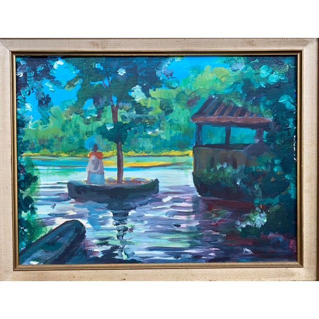 Framed Impressionist Lake Scene – Original Oil Painting Bring a sense of calm to your space with this beautifully rendered...