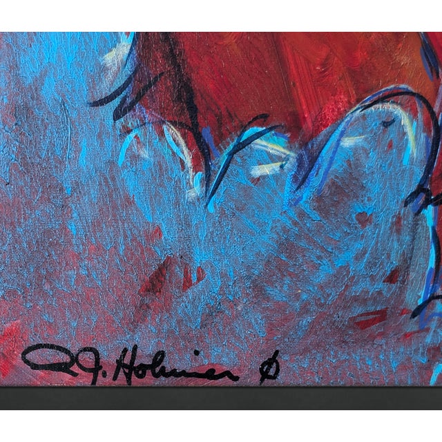 Contemporary 1990s R.J. Hohimer, Crimson Lovers (Original Framed Painting on Canvas) For Sale - Image 3 of 3