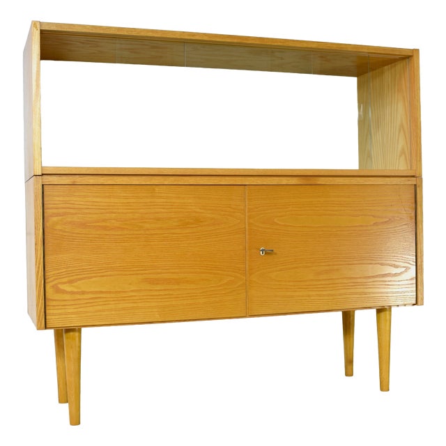 Vintage Chest of Drawers with Glass Sliding Doors from VEB Deutsche Werkstätten Hellerau, 1970s For Sale