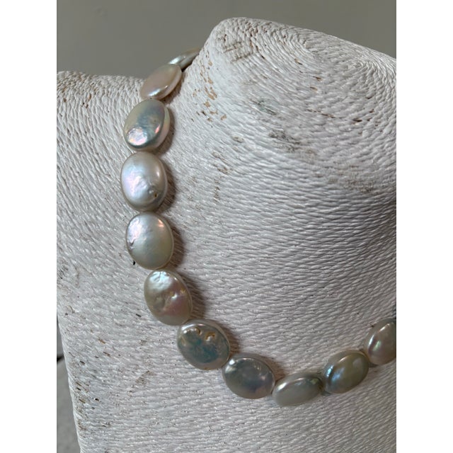 1980s Vintage Pearl Beaded and Sterling Silver Necklace For Sale - Image 5 of 5