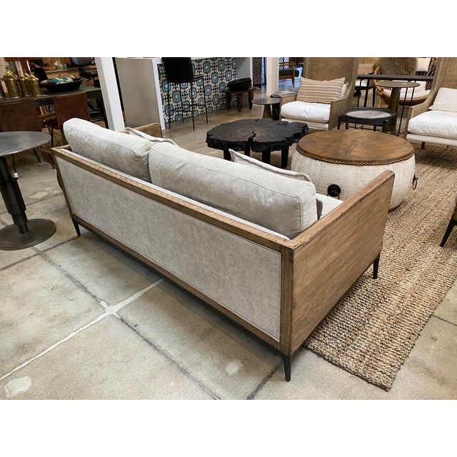 Wood Modern Lodge Wood & Ivory Sofa For Sale - Image 7 of 8