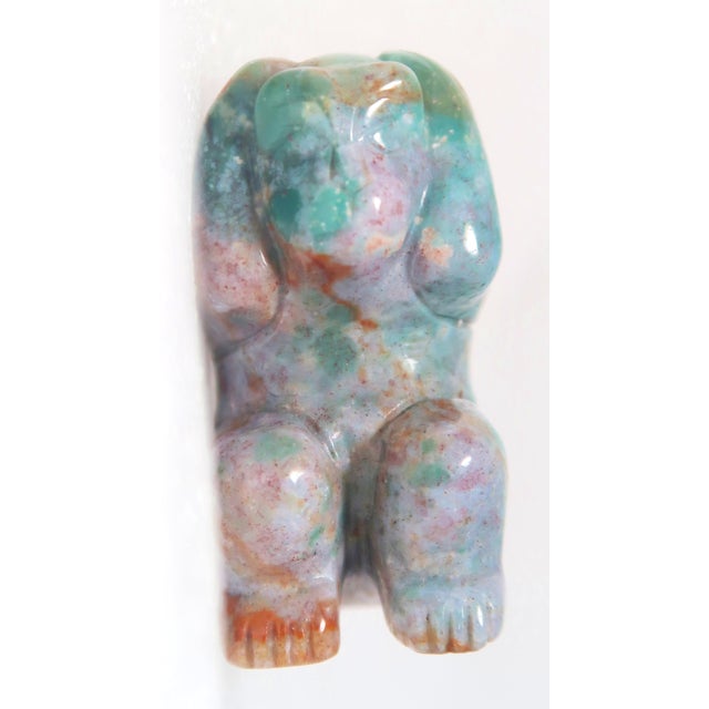 Late 20th Century Miniature Well-Carved Hand-Carved Naturally Occurring Multi-Colored Jasper "Hear No Evil" Monkey or Gorilla. For Sale - Image 4 of 13