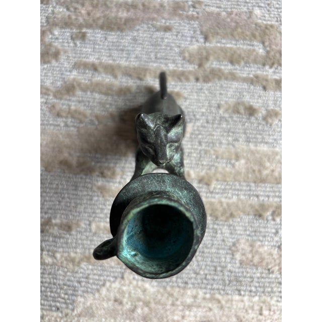 Bronze Cat Candlestick, Circa 1940's For Sale - Image 4 of 10