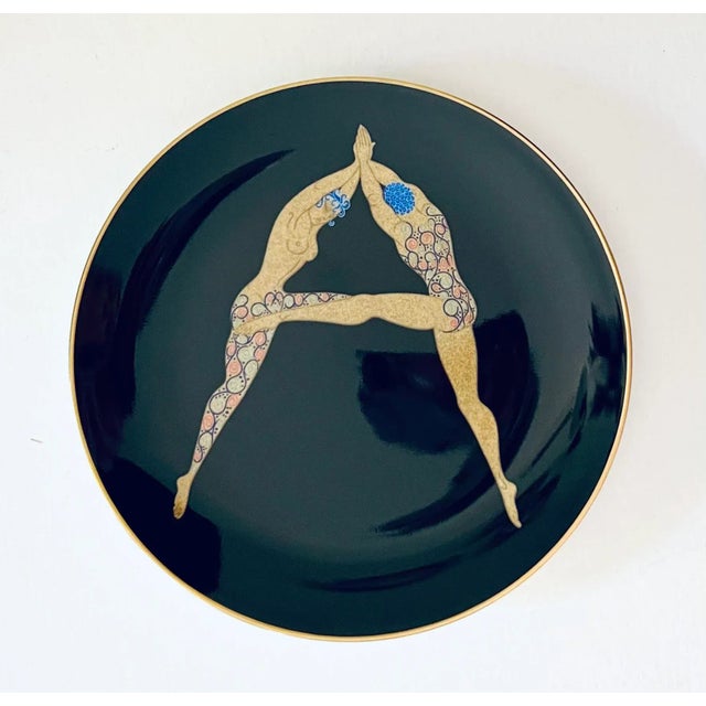 Vintage 1986 House Of Erte The Alphabet A Porcelain Mikasa 9” Plate A3203 1986 letter “A” Alphabet Erte Bone China Plate...