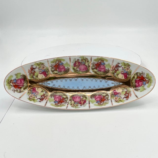 Mid 20th Century Mid 20th Century Royal Vienna Bavarian Gold & Porcelain Dish Fragonard Love Story Courting Couple For Sale - Image 5 of 11