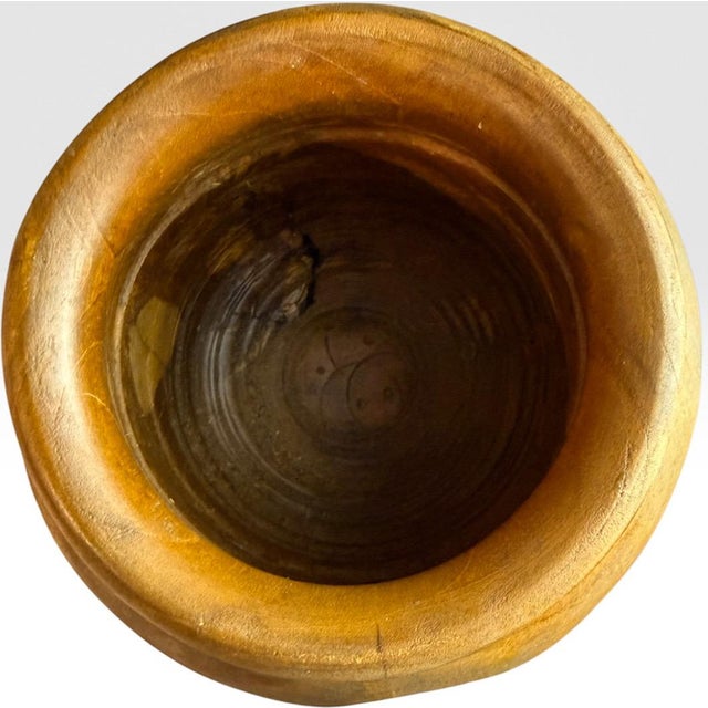 Handcrafted Wabi Sabi Turned Teak Root Wood Urn Vessel With Organic Natural Knots and Voids For Sale - Image 12 of 14