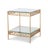 Gold leaf finish on iron base with glass top and open glass shelf at base