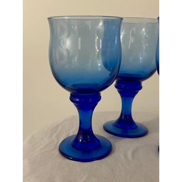 Glass Libbey Cobalt Blue Glasses - Set of 10 For Sale - Image 7 of 11