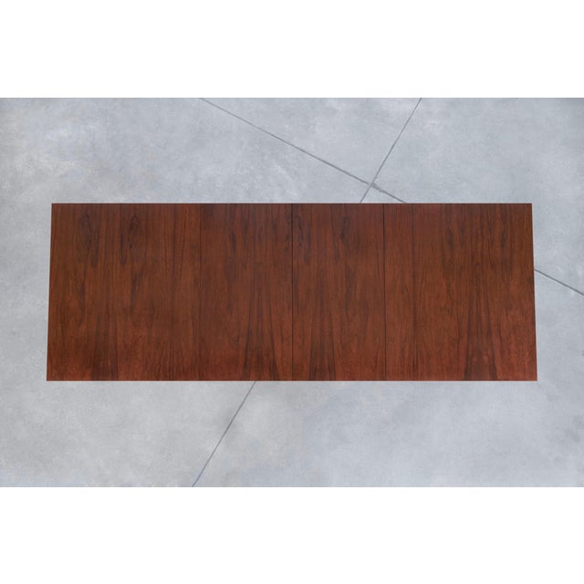 Mid-Century Modern Walnut and Brass Expanding Dining Table by Milo Baughman For Sale - Image 12 of 14