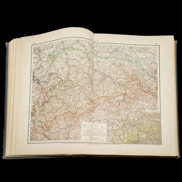 Antique Andrees Handatlas, German Cartography Book, Maps, Atlas, Reference, 1924 For Sale - Image 9 of 12