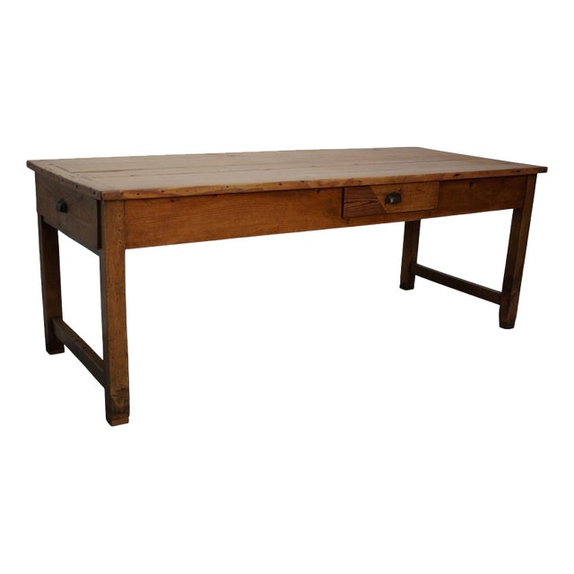 Antique Late 19th Century French Rustic Farmhouse Cherry Wood Dining Table For Sale
