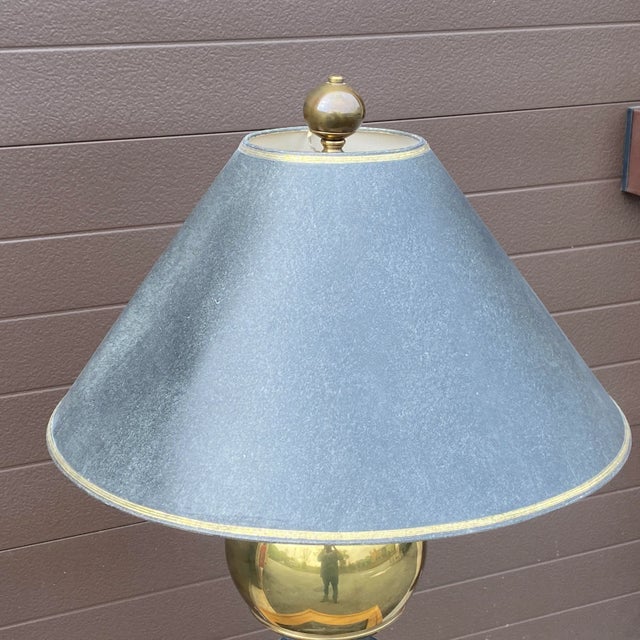 Hart Associates Hart Associates Brass & Faux Finished Wood Table Lamp For Sale - Image 4 of 13