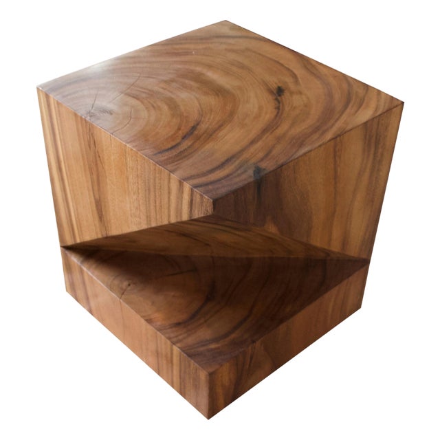 Andrianna Shamaris Wooden Origami Suar Wood Side Table For Sale