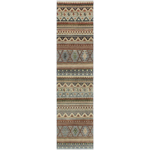 Late 20th Century Tribal Brown/Beige Wool Runner 3'1'' X 9'8'' For Sale - Image 10 of 10