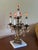 Vintage Spanish Brass & Crystal Candelabra Lamps in good condition. Cast brass 5 arm base with multi-faceted crystal...