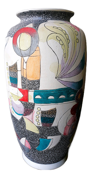 Vintage Handpainted Ceramic Vase, 1970s