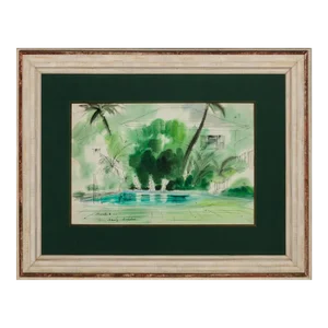 "Palm Beach Tropical Oasis" C1947 Watercolour by Franz Bueb