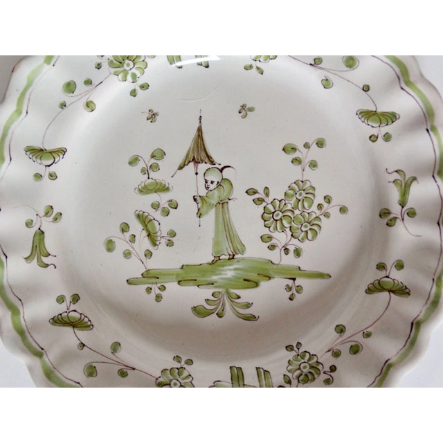 Ceramic 19th-Century French Moustiers Chinoiserie Figural Plates, a Pair For Sale - Image 7 of 11