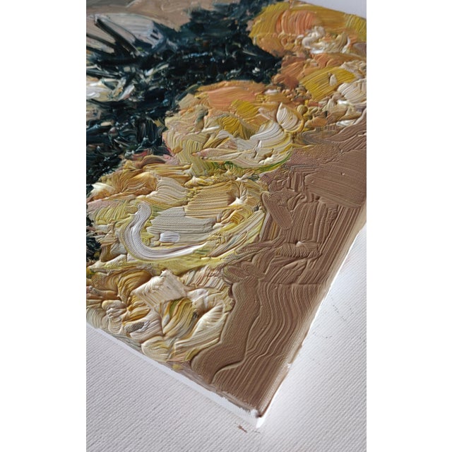 Contemporary Vivek Mandalia, Yellow Flowers, Oil on Canvas For Sale - Image 3 of 4