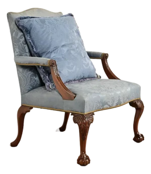 Kittinger Chippendale Carved Mahogany Open Arm Library Chair