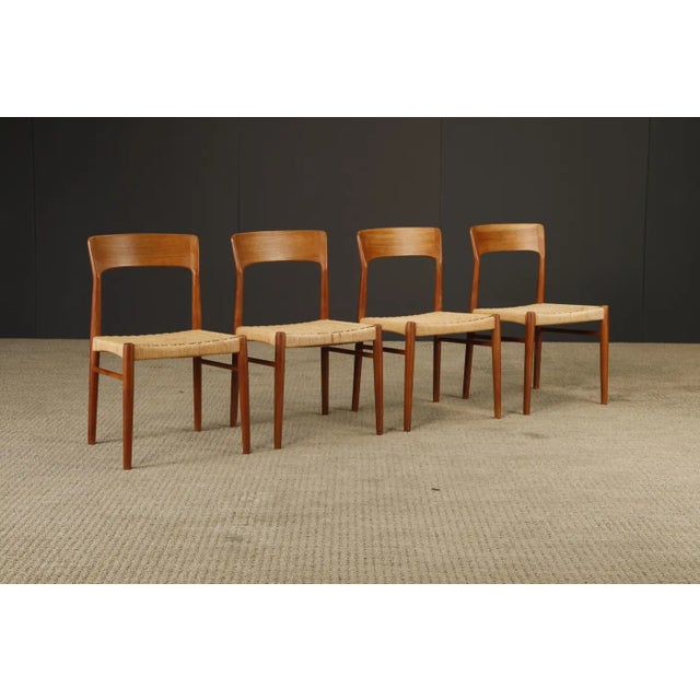 Mid-Century Modern Set of 4 Kai Kristiansen for k.s. Møbler Teak Dining Chairs, Denmark, 1960s For Sale - Image 3 of 10