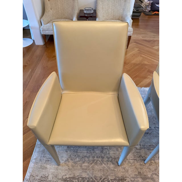 Dove Gray Design Within Reach Bottega Leather Dining Room Armchair by Frag - Set of 4 For Sale - Image 8 of 12