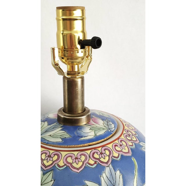 Mid 20th Century Lamp Ginger Jar Flowers For Sale - Image 5 of 12