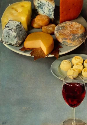 1960s French Wine and Cheese Advertising Poster