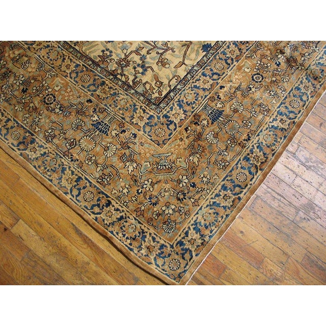 Pretty Floral Design in a Ivory Open Field Antique Persian Khorasan Moud Rug For Sale In New York - Image 6 of 6