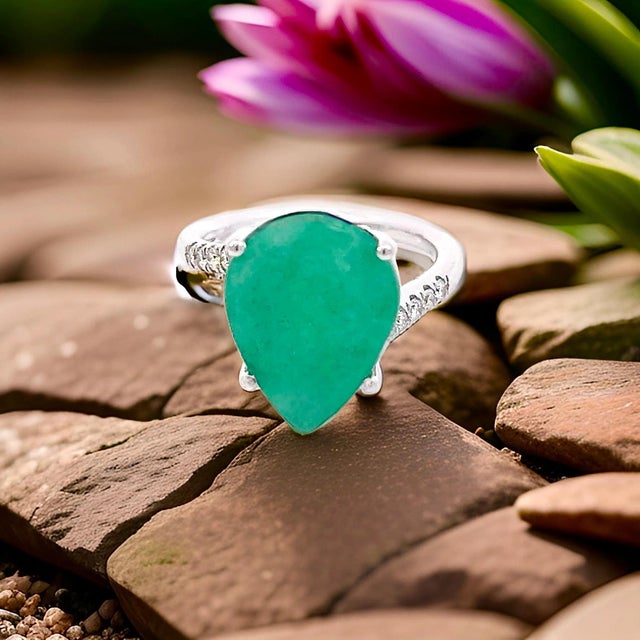 Natural Emerald Diamond Ring Size 7 14k White Gold 7.17 TCW Certified For Sale - Image 16 of 18