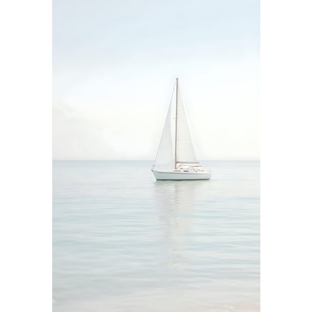 Minimalist Sailboat Seascape, Coastal Fine Art Print, 24″ × 36″ For Sale