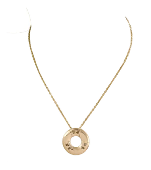 Hermes H Style 18k Yellow Gold Circle Pendant Necklace