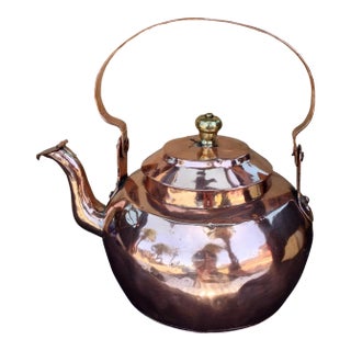 Large 19th C. Copper Water Kettle Pot Dovetailed For Sale