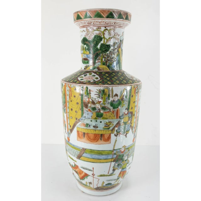 Chinese Chinoiserie Green Famille Verte Warrior Vase For Sale - Image 13 of 13