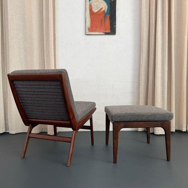 1960s Scandinavian Modern Teak Slipper Chair Ottoman Set by Gerhard Berg For Sale In New York - Image 6 of 11