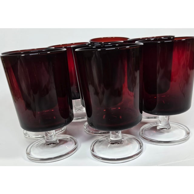 Mid 20th Century Ruby Red Goblets- Set of Eight For Sale - Image 5 of 8
