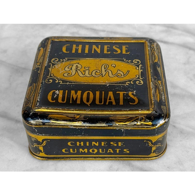 Antique Art Nouveau "Rich's Chinese Cumquat" Advertising Candy Tin Box For Sale - Image 6 of 11