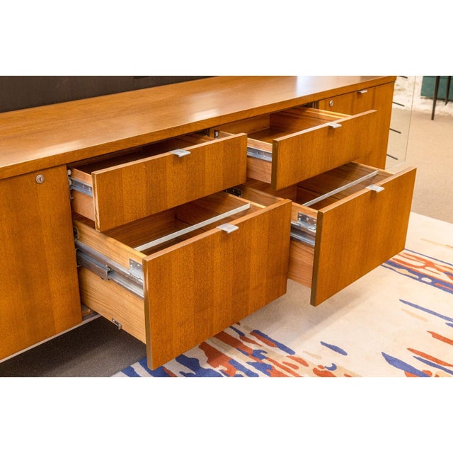 Wood Vintage Mid Century Florence Knoll Walnut Wood Executive Office Credenza Cabinet For Sale - Image 7 of 8