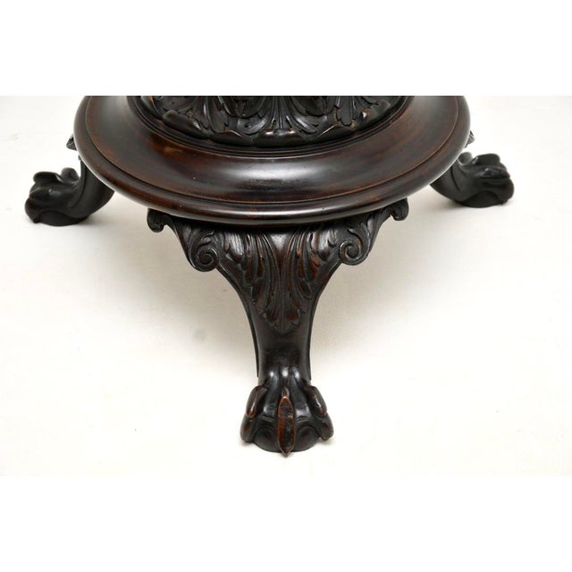 Antique Victorian Floor Lamp in Carved Mahogany, 1890 For Sale - Image 10 of 11