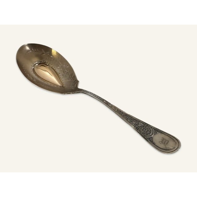 Silver Late 19th Century Bright-Cut Large Sterling Silver Ice Cream Spoon With Gold Washed Bowl by CL Mercereau of Scranton, Pa. For Sale - Image 8 of 8