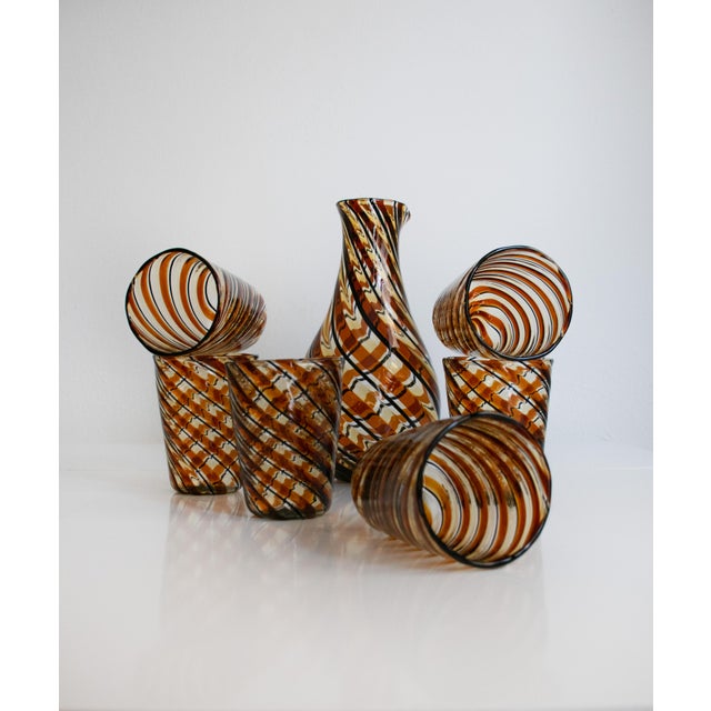 Italian Modern Murano Glasses and Pitcher by Mariana Iskra, 2004s, Set of 7 For Sale - Image 6 of 18